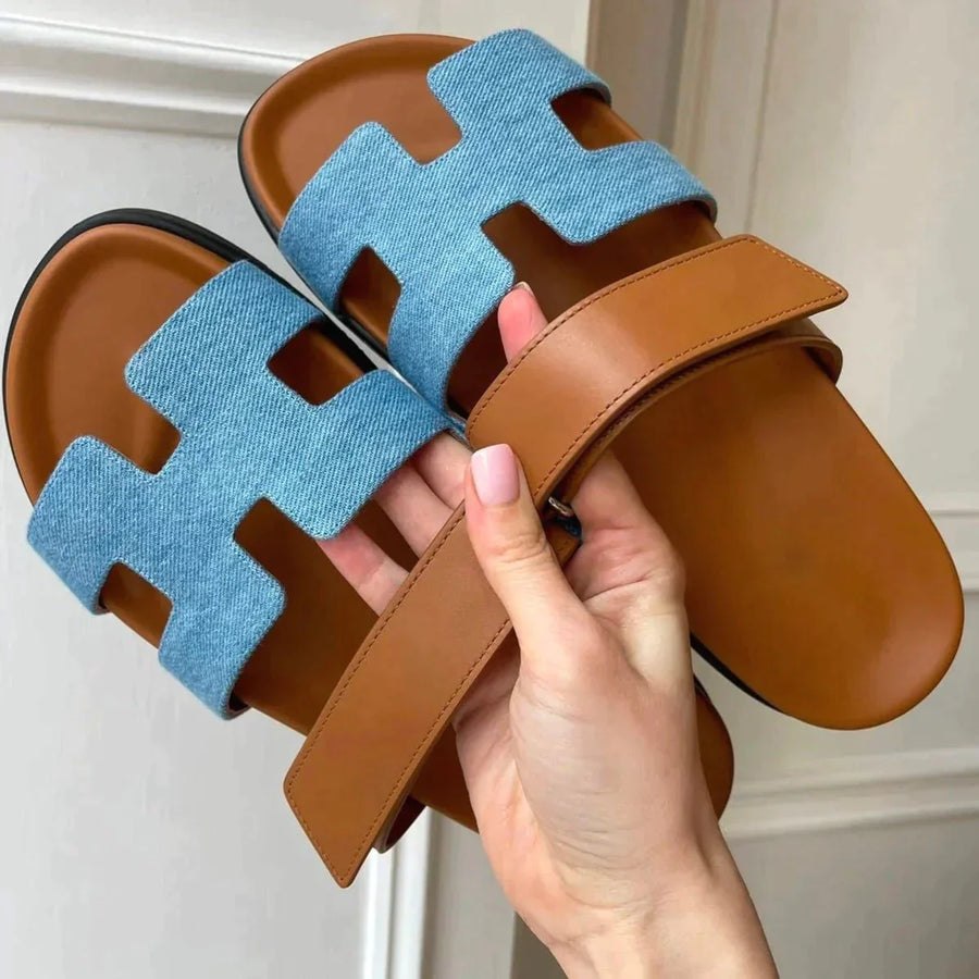 Irene Damen Sommer Sandalen mit verstellbaren Riemen Blau