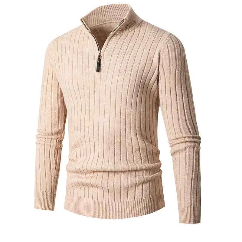 Halber Reißverschluss Strickpullover Herren