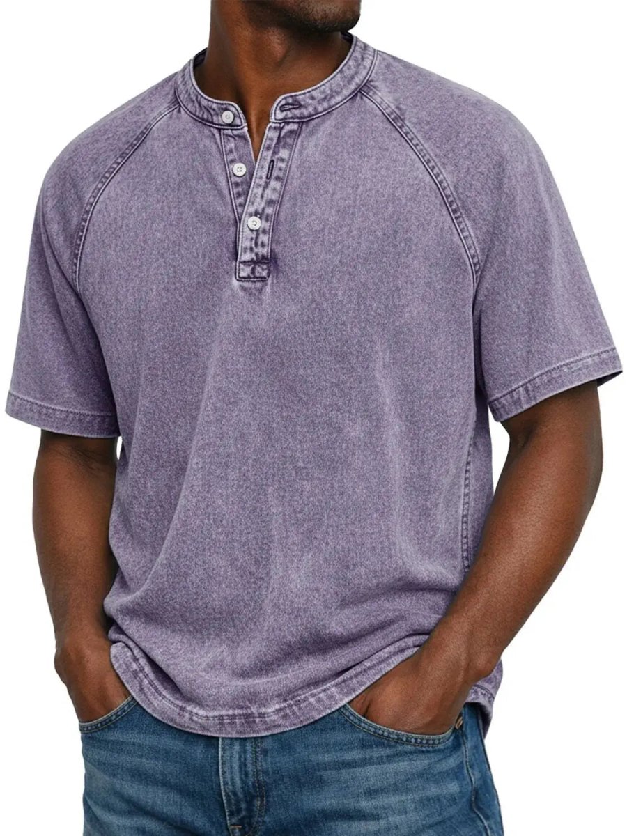 Henley Shirt Herren Kurzarm im Vintage-Look