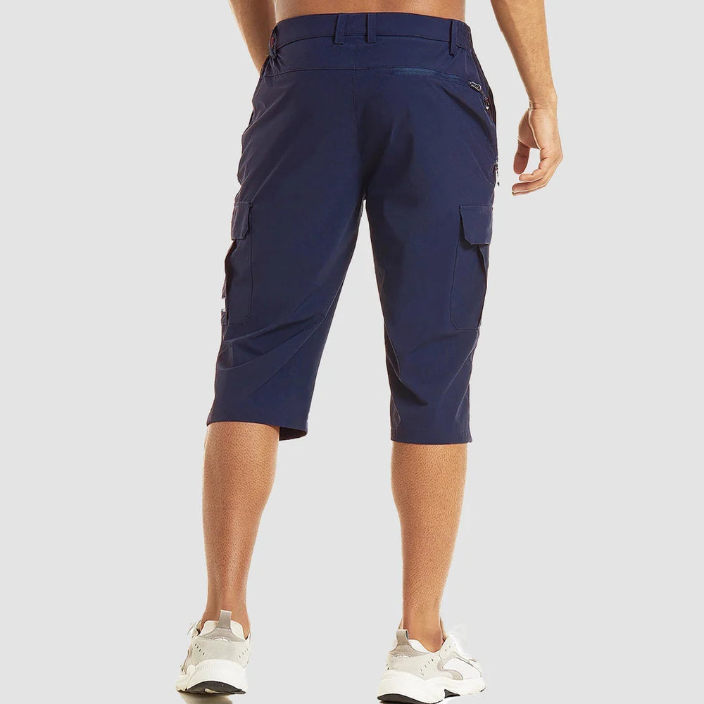 Herren Cargo Shorts Knielänge Seitentaschen Gürtelschlaufen Knopfverschluss