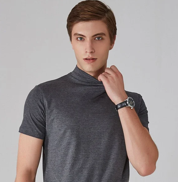 Herren Kurzarmshirt mit hohem Kragen
