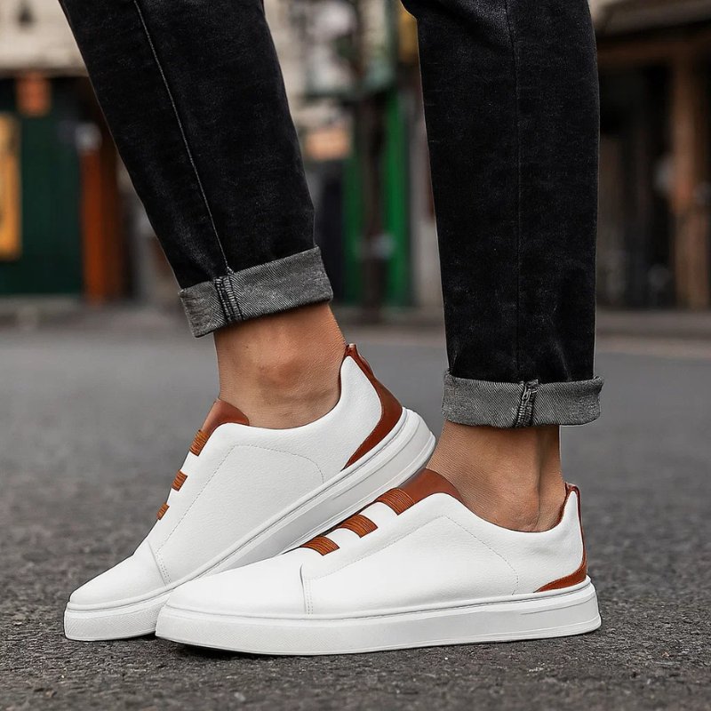 Moritz | Herren Leder Sneaker Slip-On Elastische Schlaufen