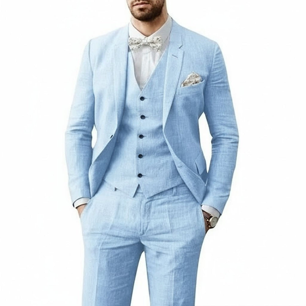 Niklas | Herren Leinenanzug 3-teilig Zweiknopf Hochzeit Sommer