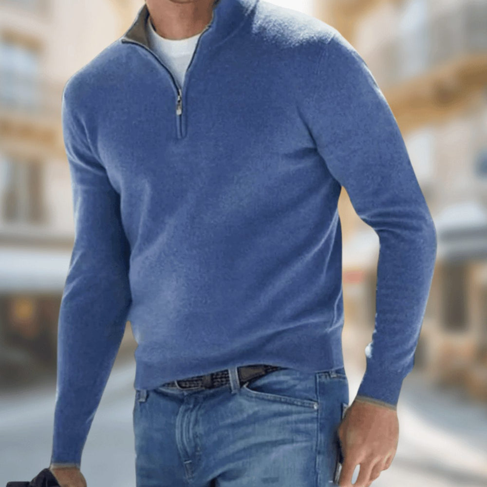 Matthias | Herren Reißverschluss am Kragen Langarm Strickpullover Casual Fit