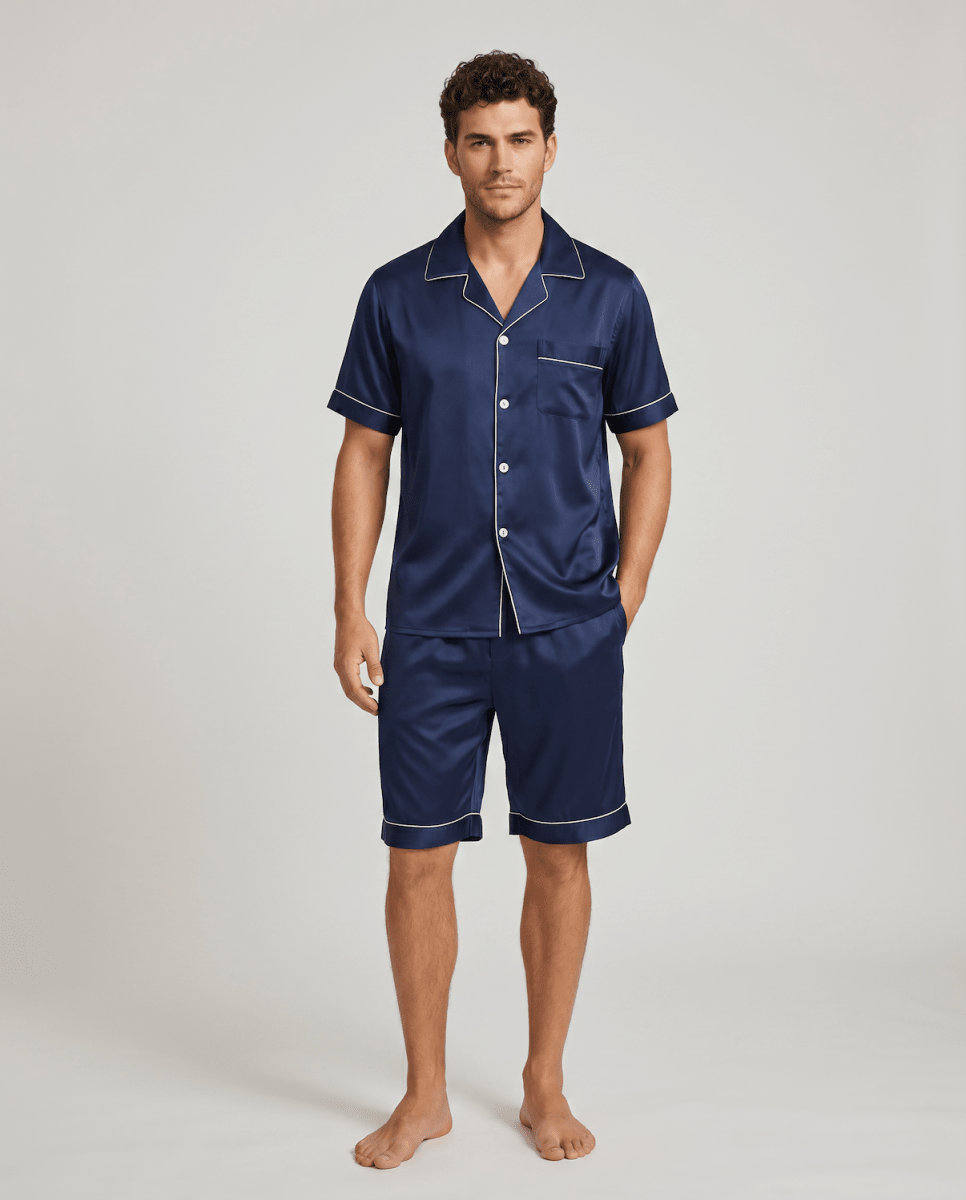 Herren Schlafanzug kurz mit Hemd und Shorts