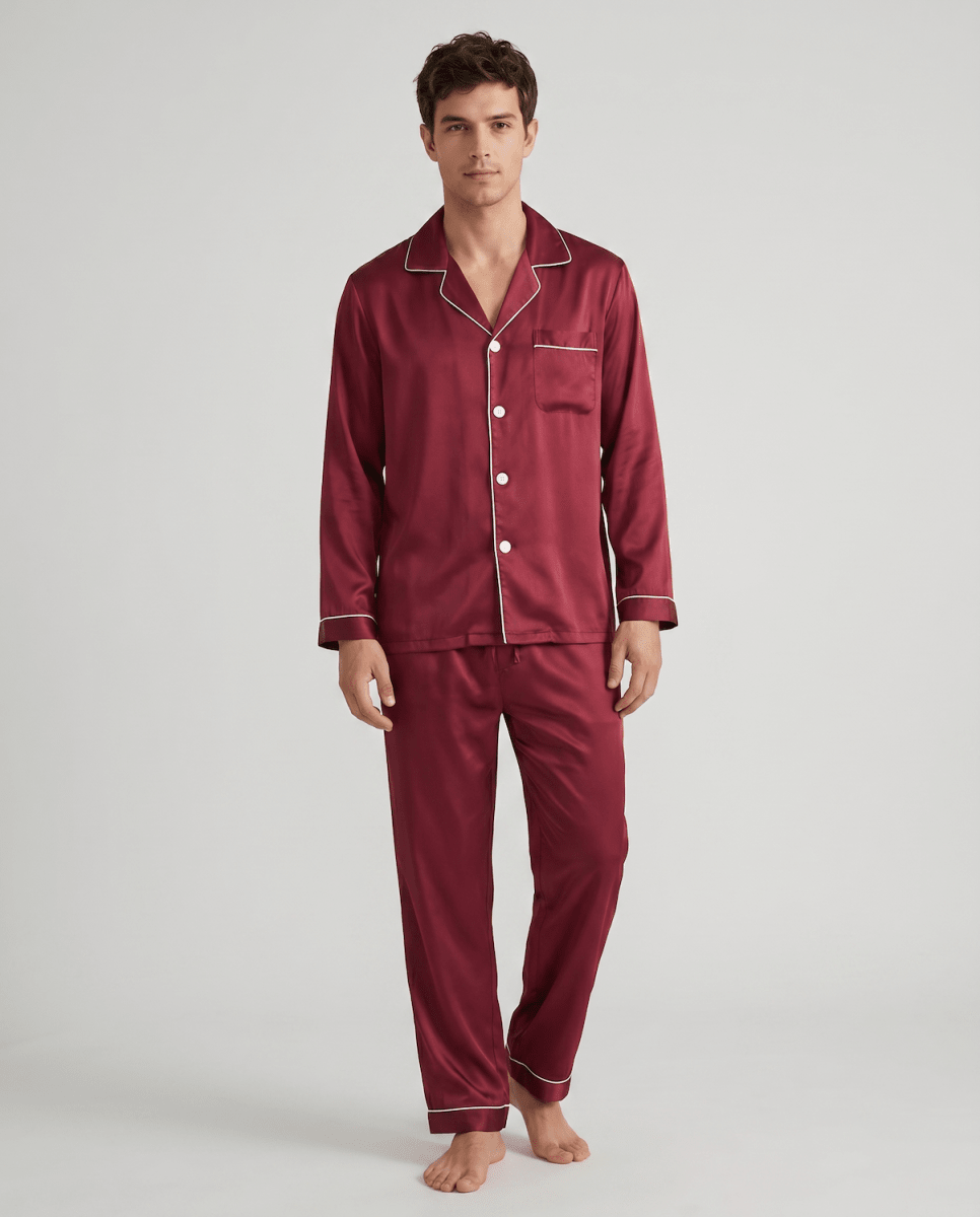 Herren Schlafanzug Set lang mit Hemd und Hose