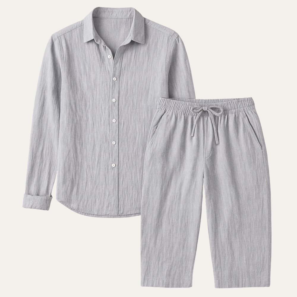 Herren Set mit Langarmhemd und Hose mit Kordelzug