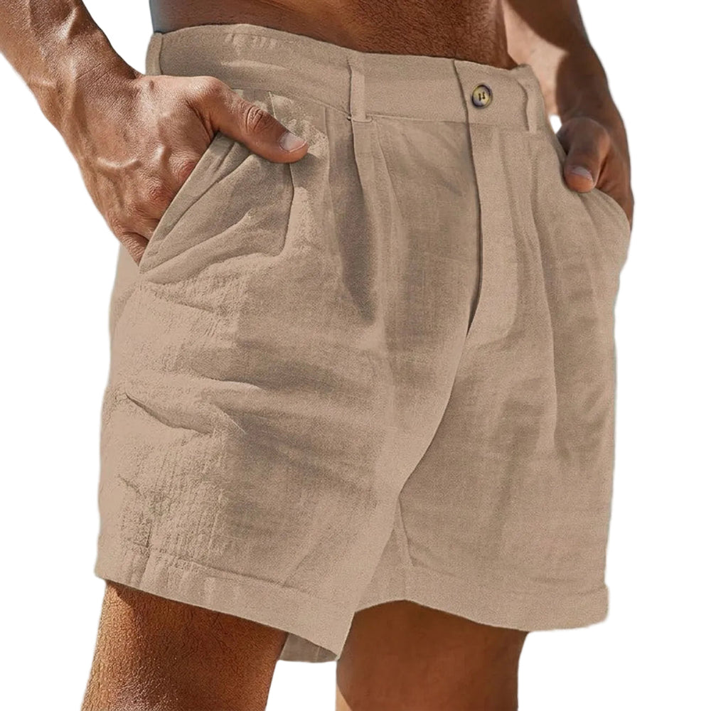 Herren Shorts mit Faltenbund und Knopfverschluss