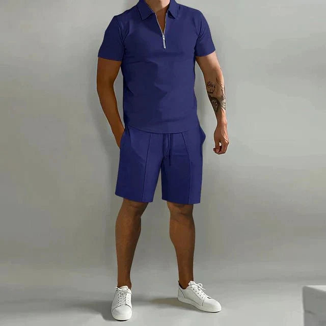 Herren Sommer Zweiteiler Set mit Polo und Shorts