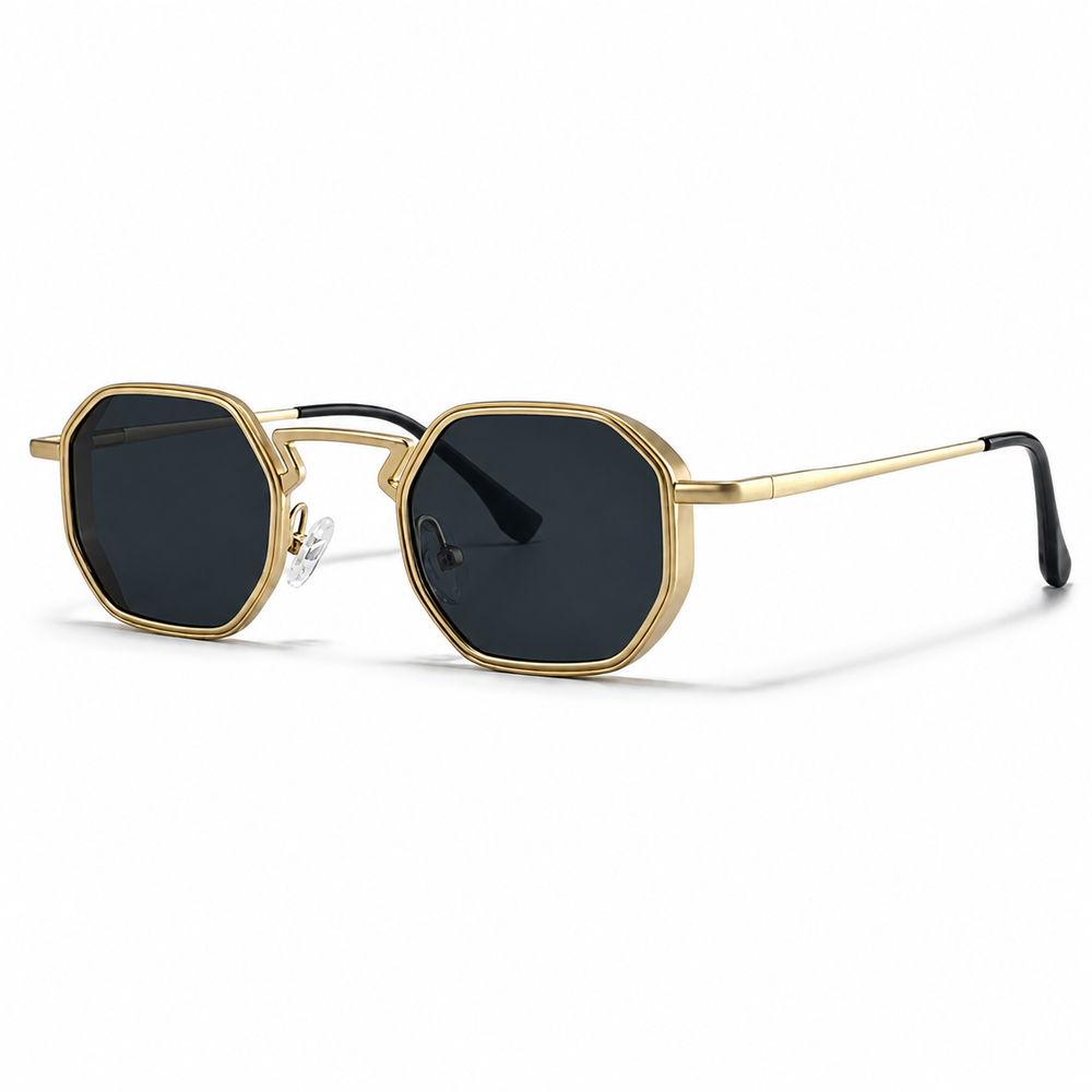 Herren Sonnenbrille mit geometrischer Vollrandfassung und Winkelsteg