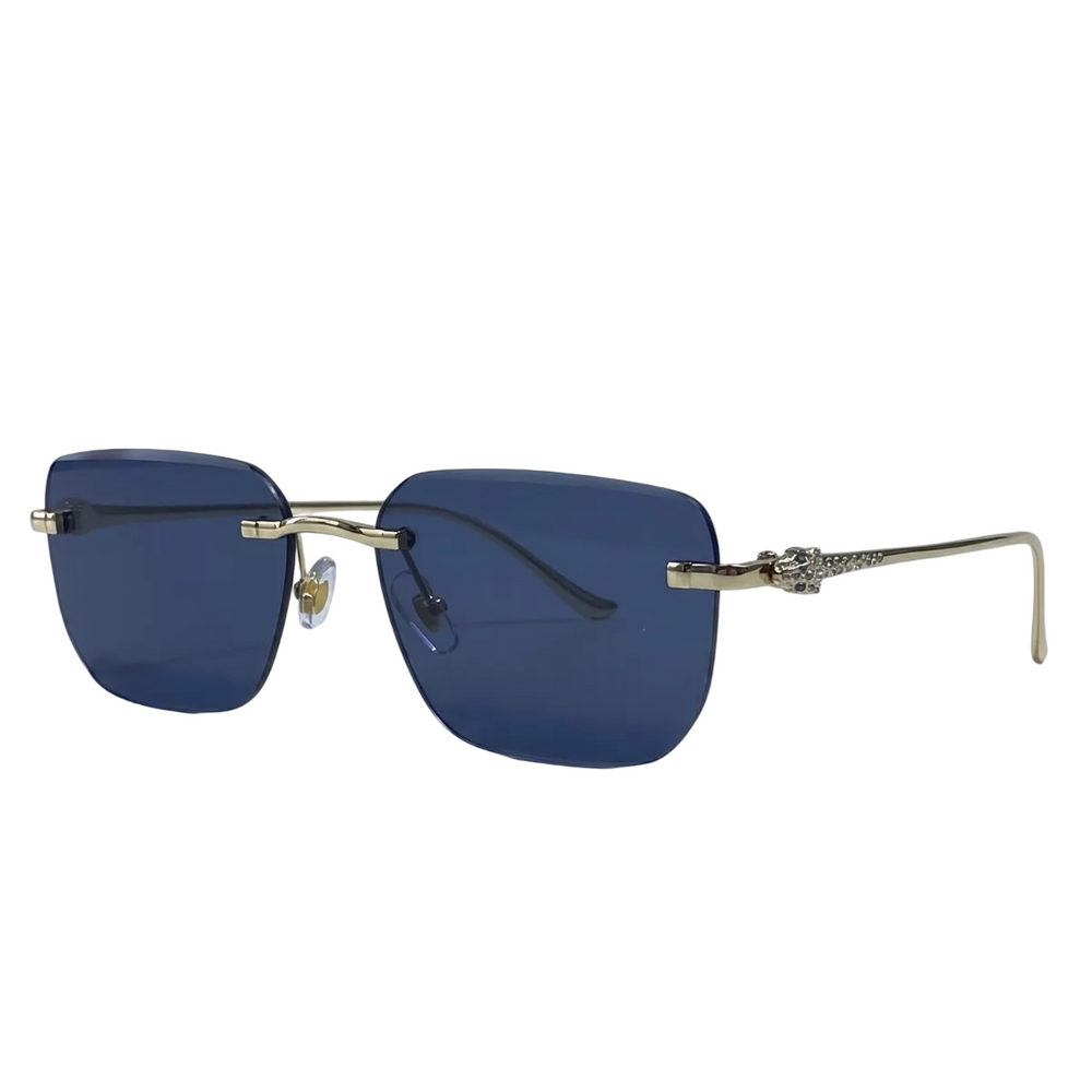 Herren Sonnenbrille mit quadratischen Gläsern und verziertem Bügeldetail