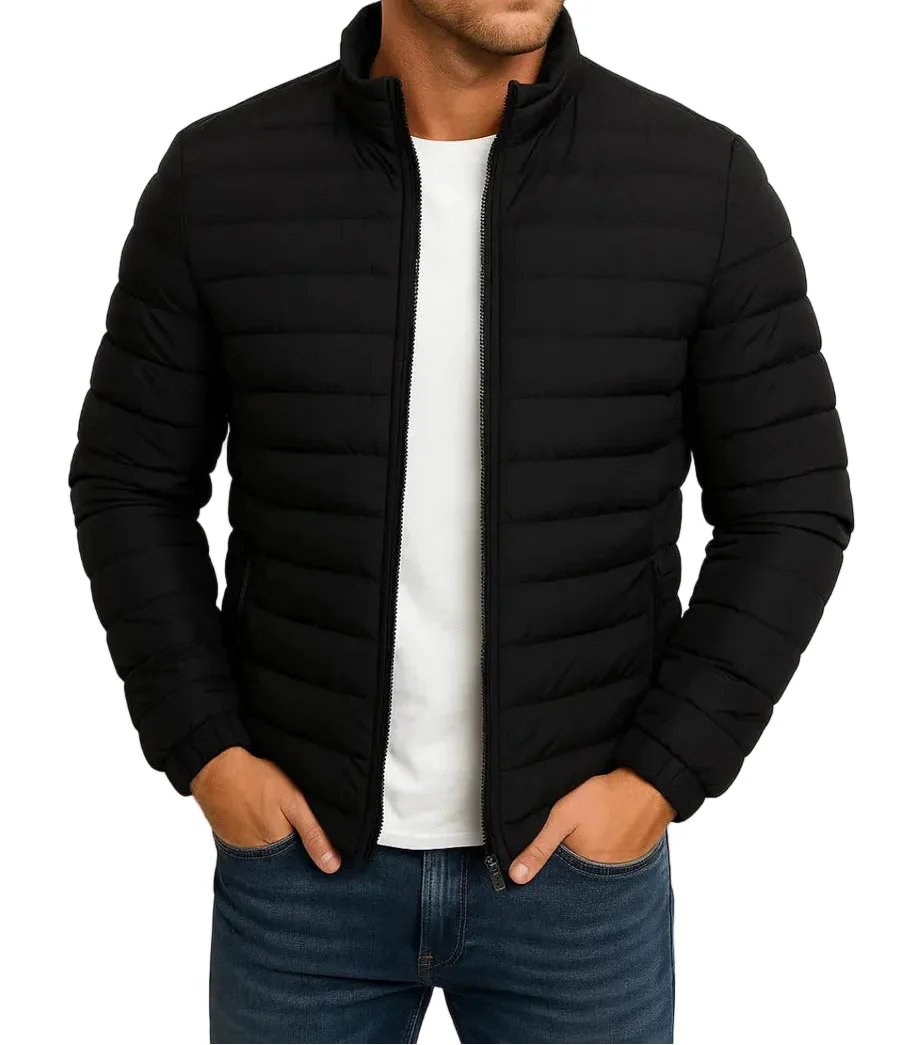 Herren Steppjacke mit Stehkragen und Reißverschluss