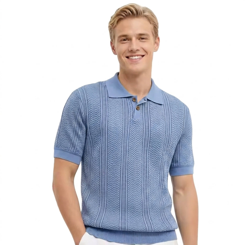 Herren Strick-Poloshirt mit Knopfleiste