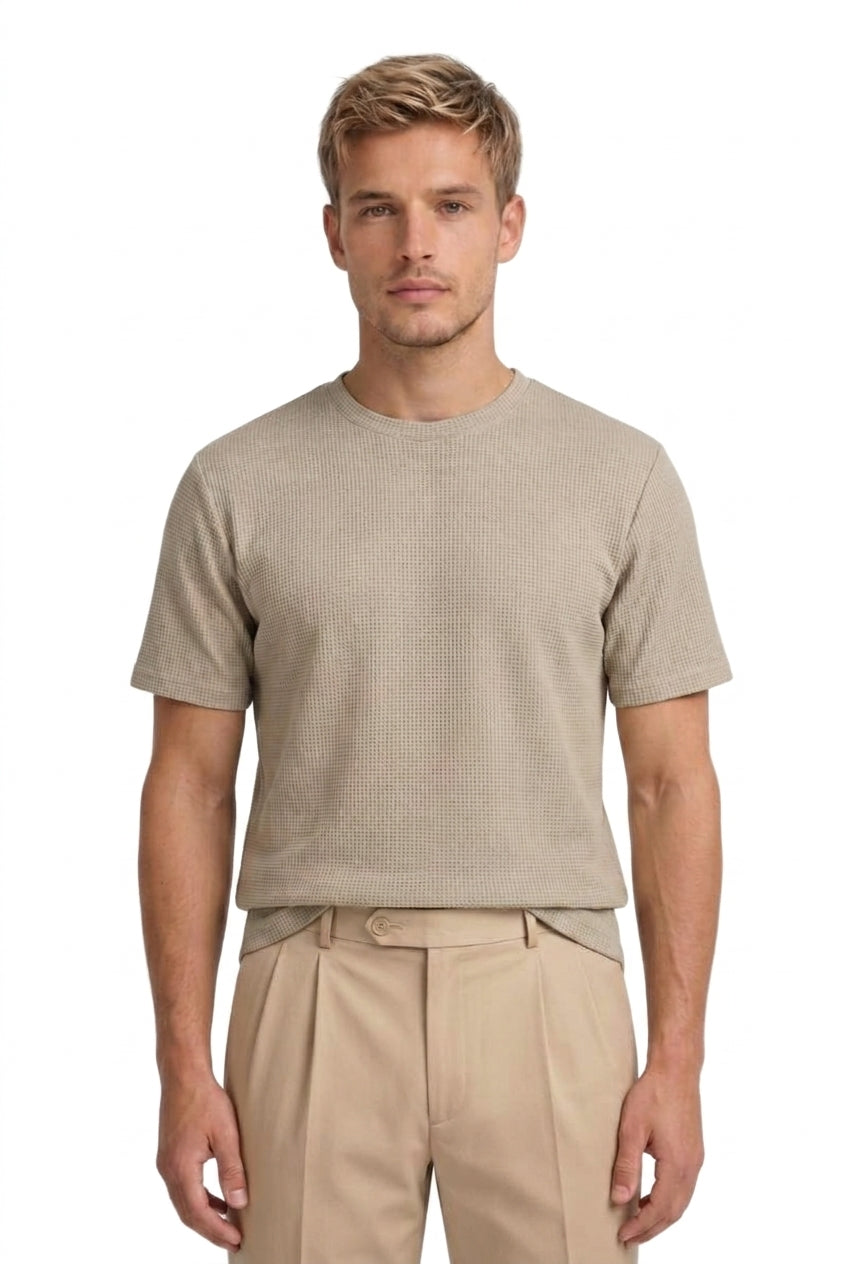 Herren-T-Shirt mit Waffelstruktur und Rundhalsausschnitt