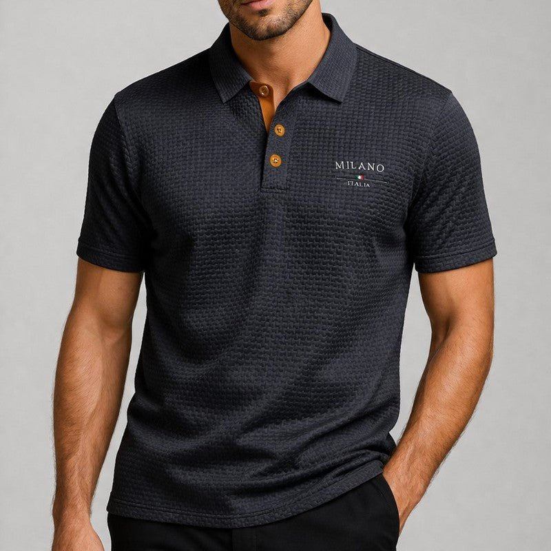Julian | Herren Texturiertes Poloshirt Milano Knopfleiste