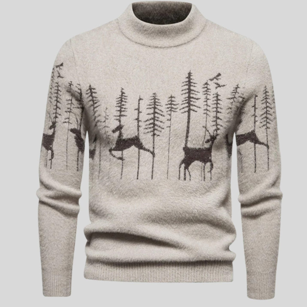 Alexander | Herren Weihnachtspullover mit Rentier- und Waldmotiv Strickpullover