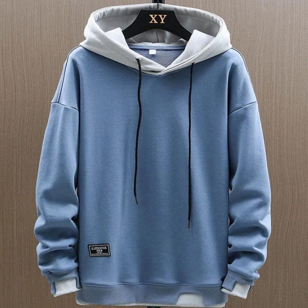 Niklas | Herren Zweifarbiger Locker Geschnittener Pullover Hoodie mit Kapuze