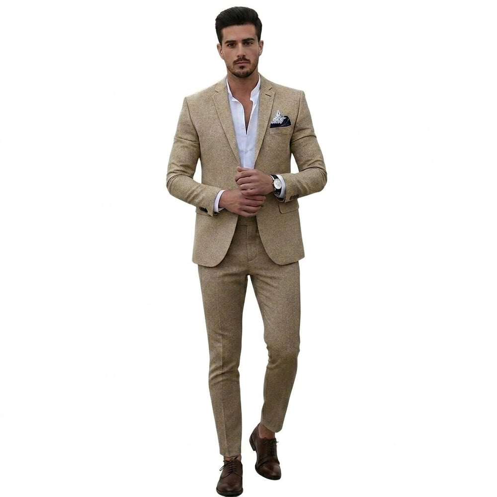 Herren-Zweiteiler mit strukturiertem Blazer und schmal geschnittener Hose