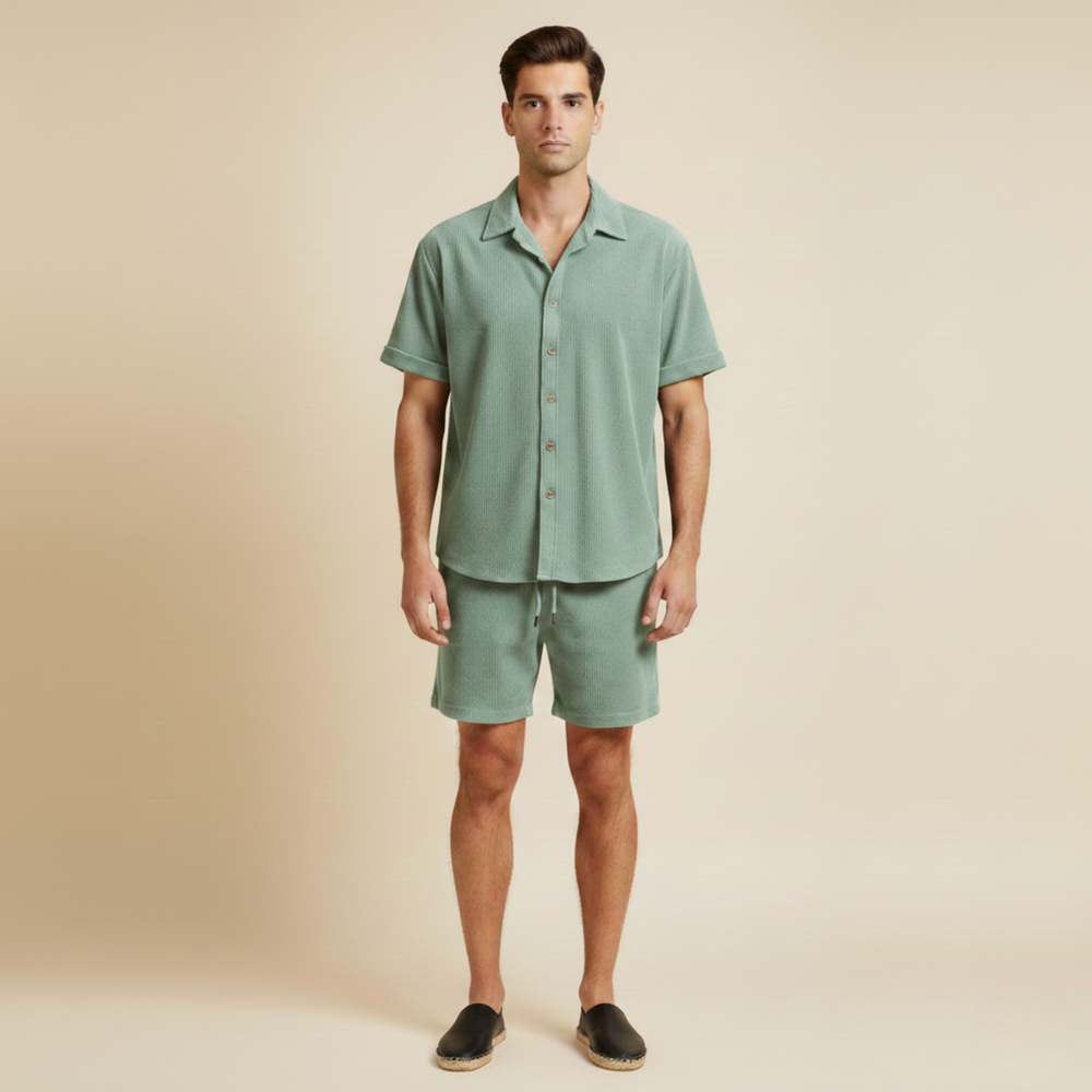 Herren Zweiteiliges Set Kurzarmhemd und kurze Hose
