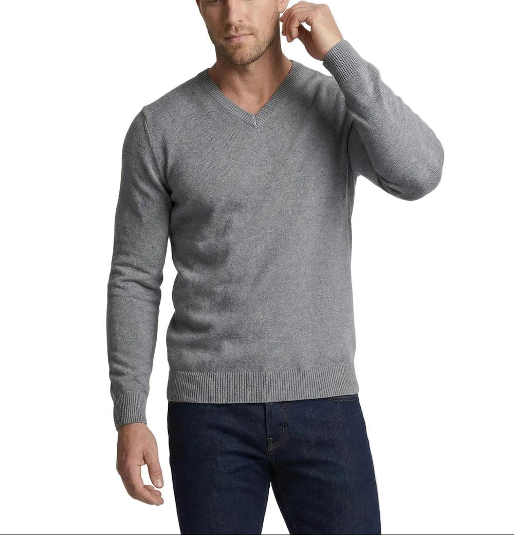 Herrenpullover mit langen Ärmeln, V-Ausschnitt und gerader Form