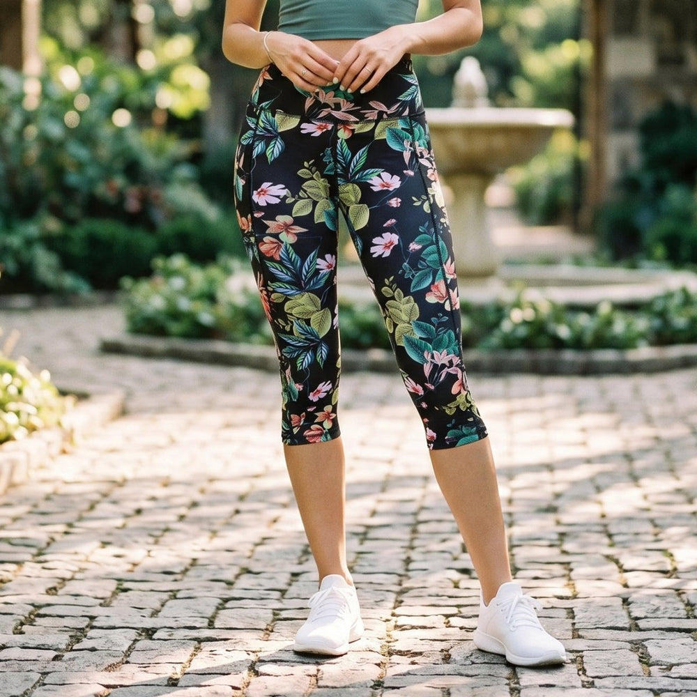 Hochtaillierte Damen Capri-Leggings mit Muster