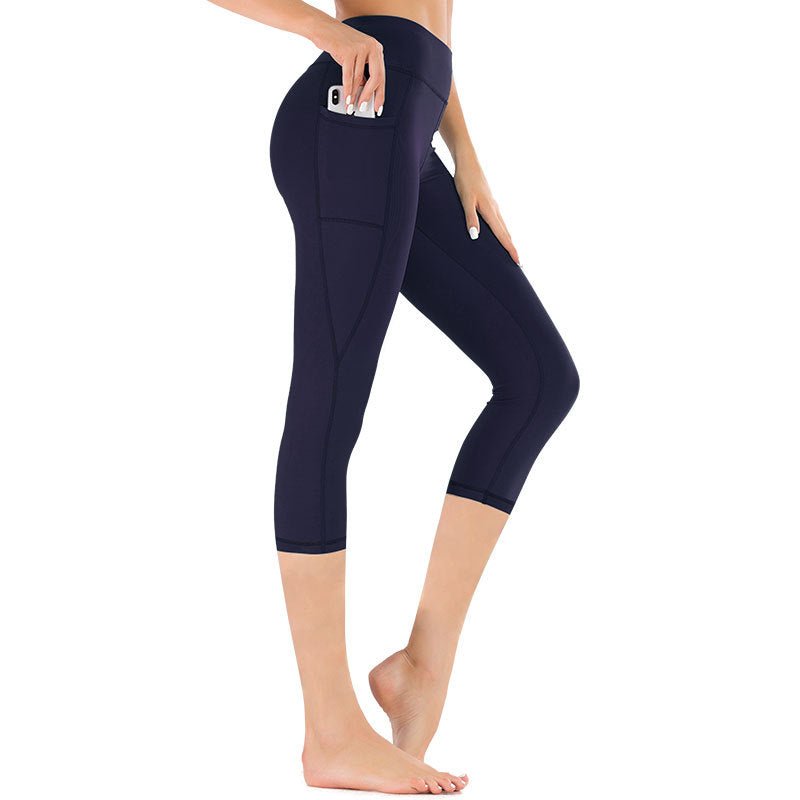 Hochtaillierte Damen Capri-Leggings mit Tasche