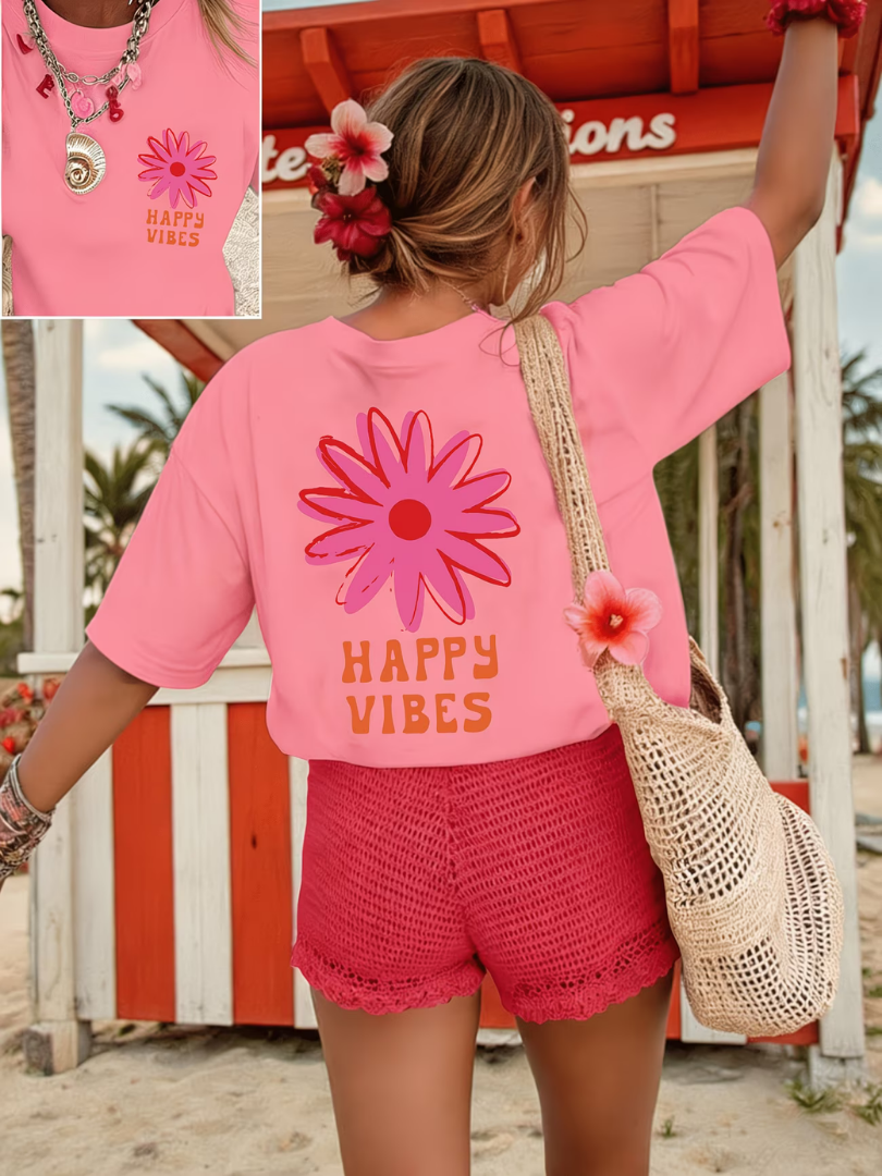 Zorina - Oversize-T-Shirt mit floralem Grafikdesign und Soft-Touch
