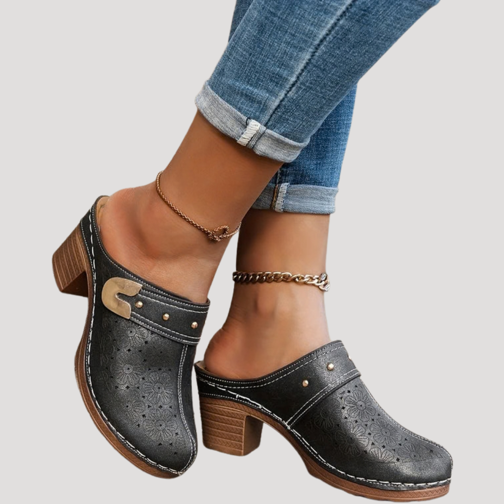 Ilka | Damen Slip-On Clogs mit Blockabsatz