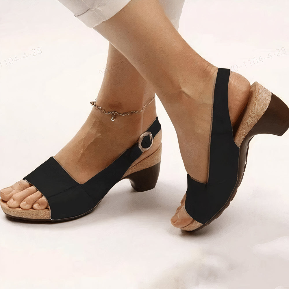 Ilvana | Damen Slingback Sandalette mit Blockabsatz