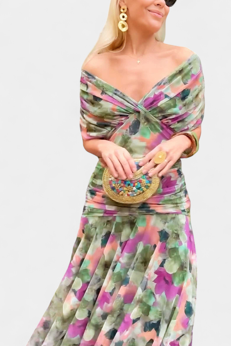 Alondra™ | V-Ausschnitt Langes Floral-Maxikleid