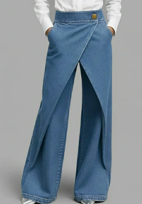 Hochtaillierte, lässige, cropped Wide-Leg Jeans für Frauen
