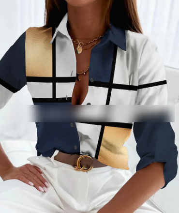 Clara | Plus Size Damen Bluse Geometrisch Modern Business