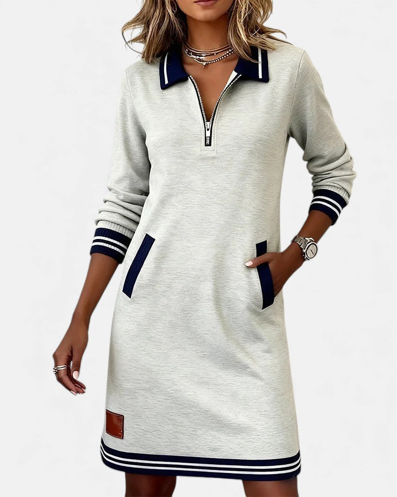 Clara | Damen Baumwollkleid elegant langarm