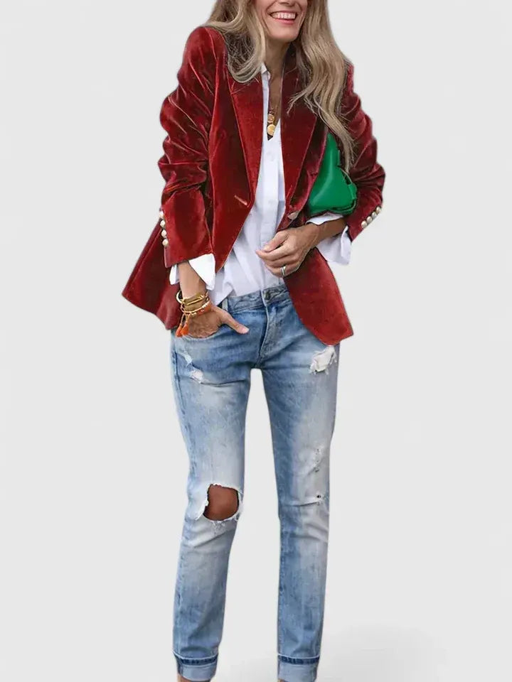 Dagmara – Einreihiger Samt Blazer