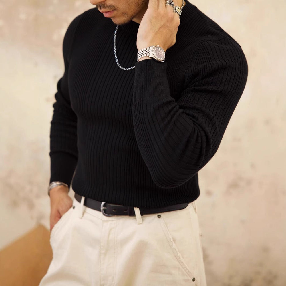 Herren Rippenpulli Slim Fit Rundhalsausschnitt - Alvaro