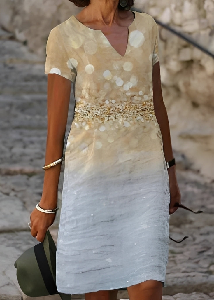 Kristina - Stilvolles, kurzärmeliges Blumenkleid für Damen