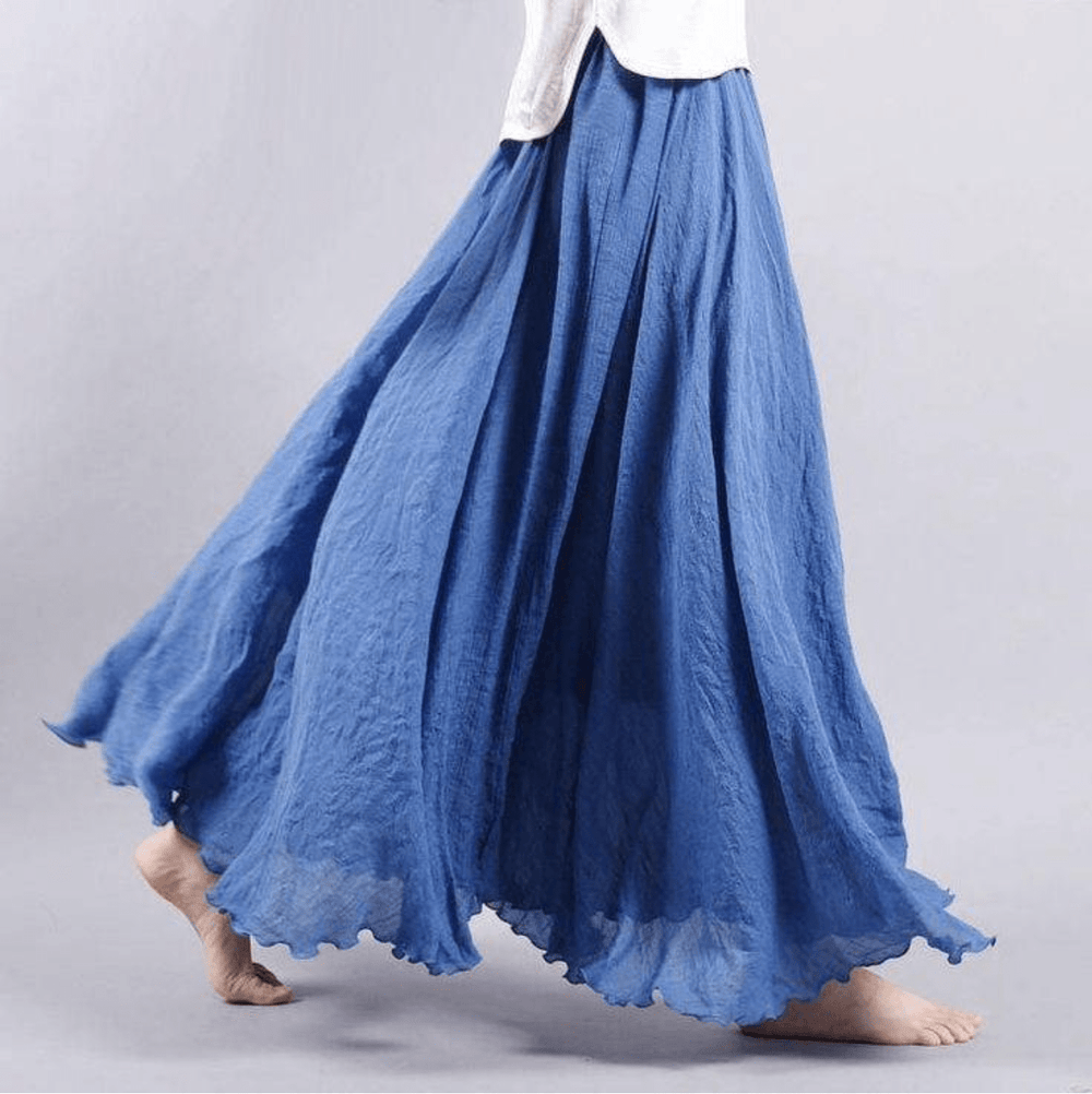 Ingrid | Damen Weit Schwingender Maxirock Elastischer Bund