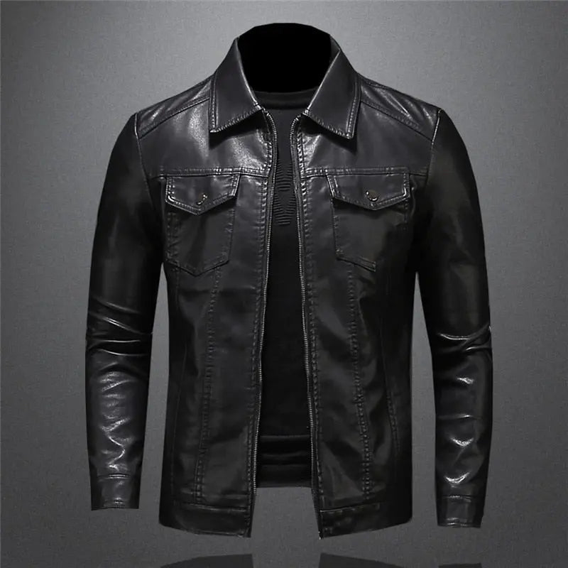 Jacke Herren Schwarz in Lederoptik