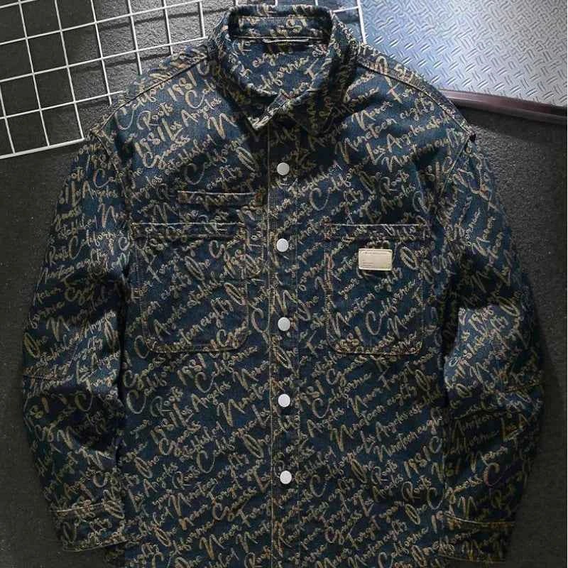 Jeansjacke mit Schriftzug