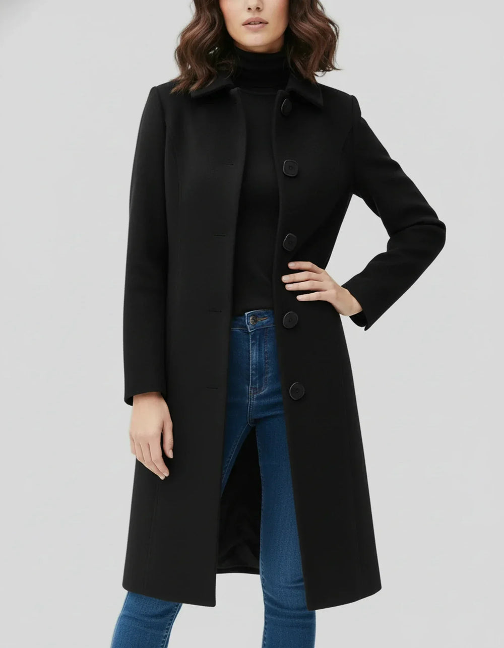Franziska | Damen Lange Winterjacke mit Knopfleiste