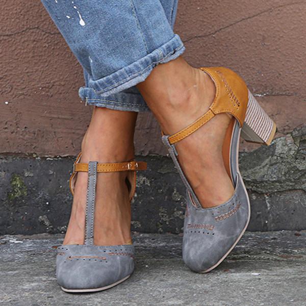 Minha – Schuhe Mit Klobigem Absatz Und T-Riemchen