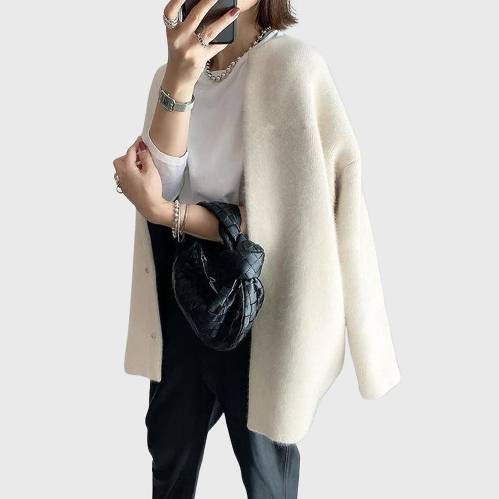 Leonie | Kaschmir Cardigan Lang Knopfleiste Elegant Strick