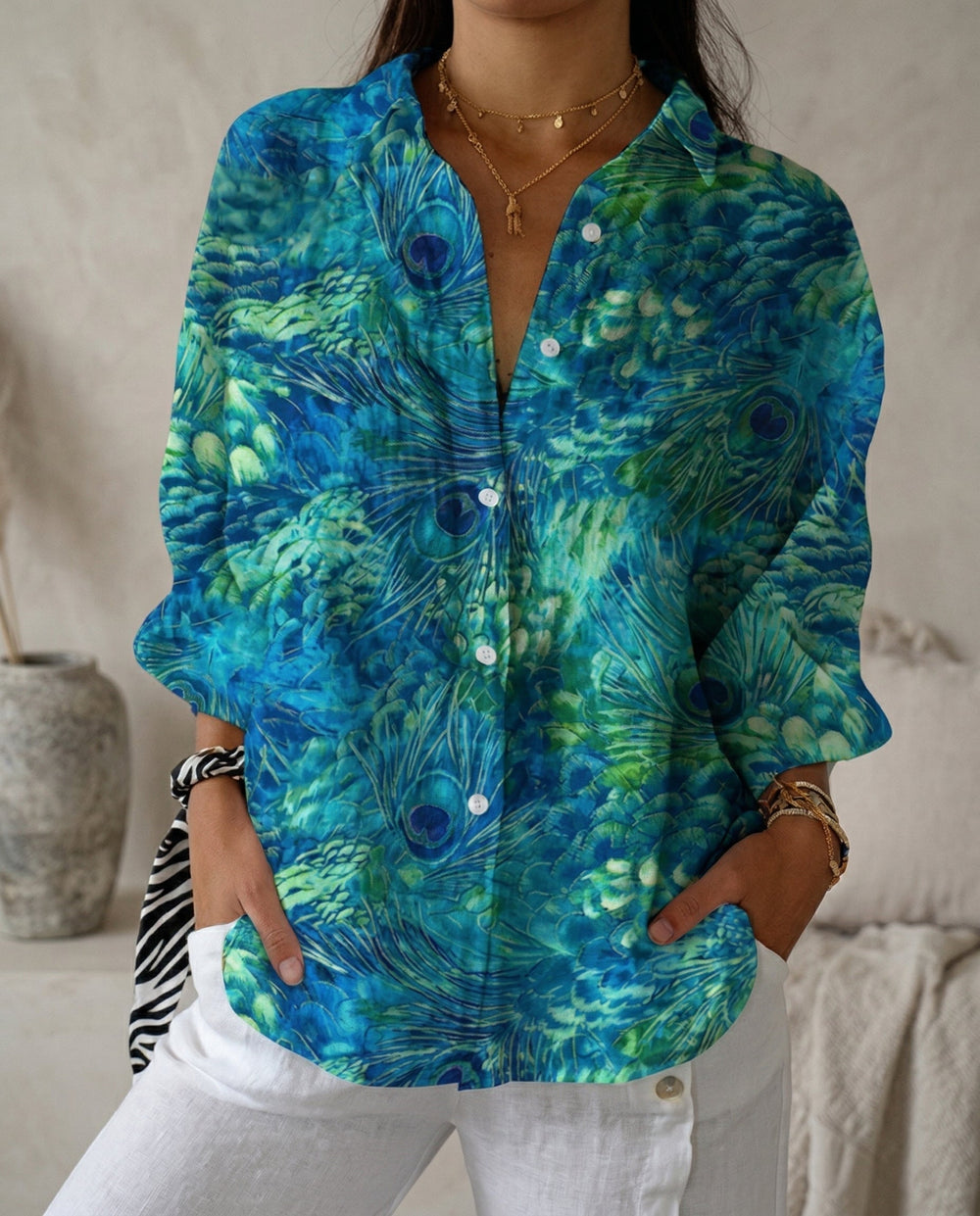 Katrin | Damen Bluse mit tropischem Print