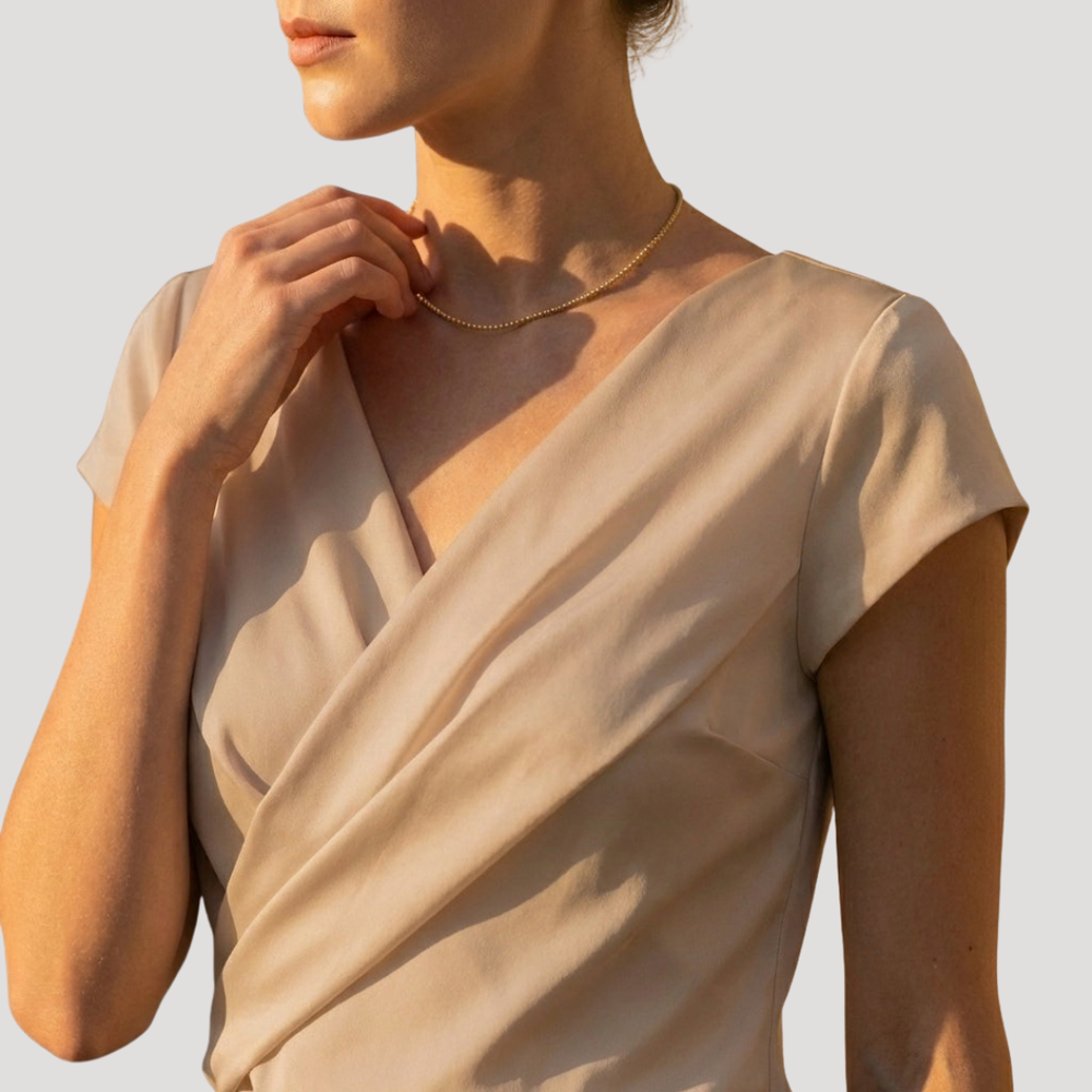 Kirsa | Damen Wickelbluse mit Wickelausschnitt Kurzarm
