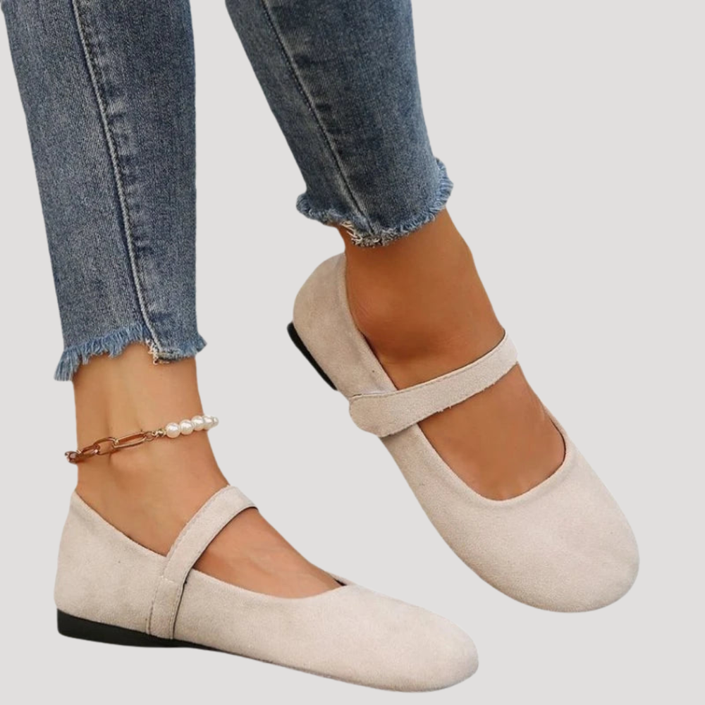 Klara | Damen Mary Jane Ballerinas Riemchen Flach