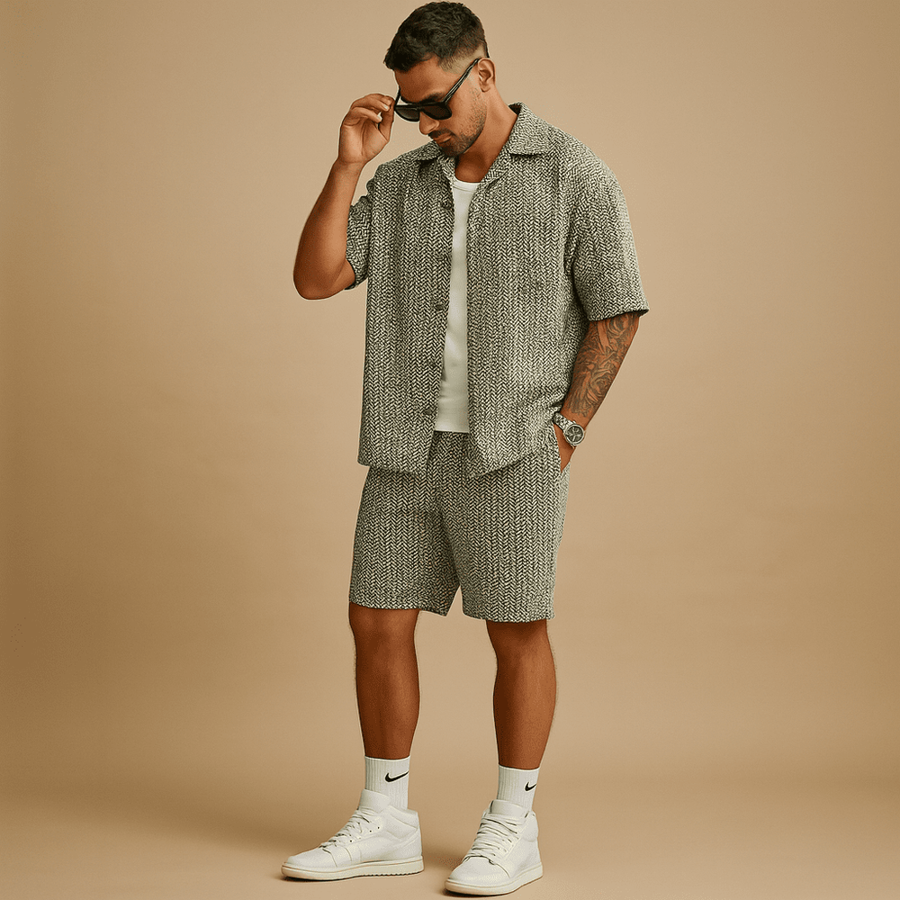 Kurzarmhemd Shorts Set Herren