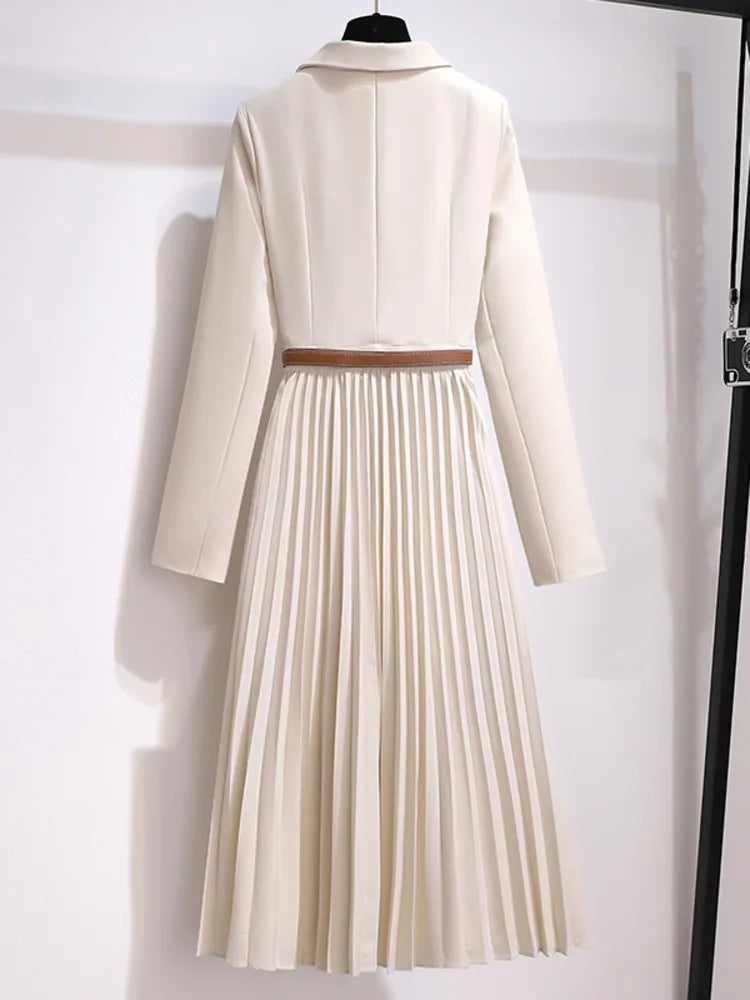 Larissa | Damen Plissee Midikleid mit Gürtel
