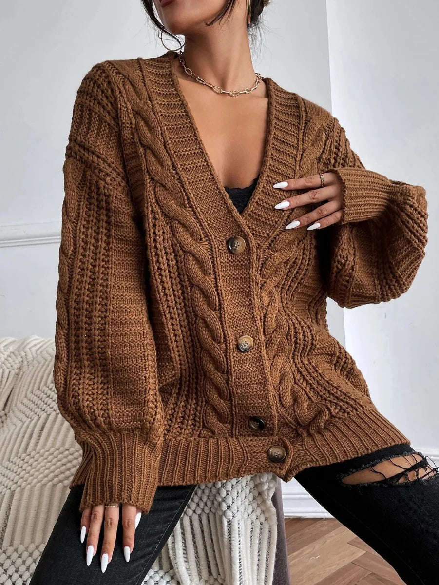 Lässiger Zopfmuster-Cardigan