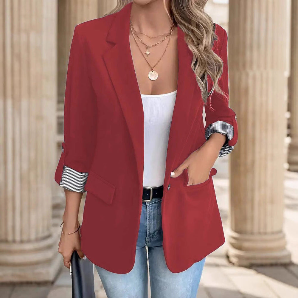 Leandra | Damen Blazer Reverskragen 3/4-Ärmel Streifenaufschlag
