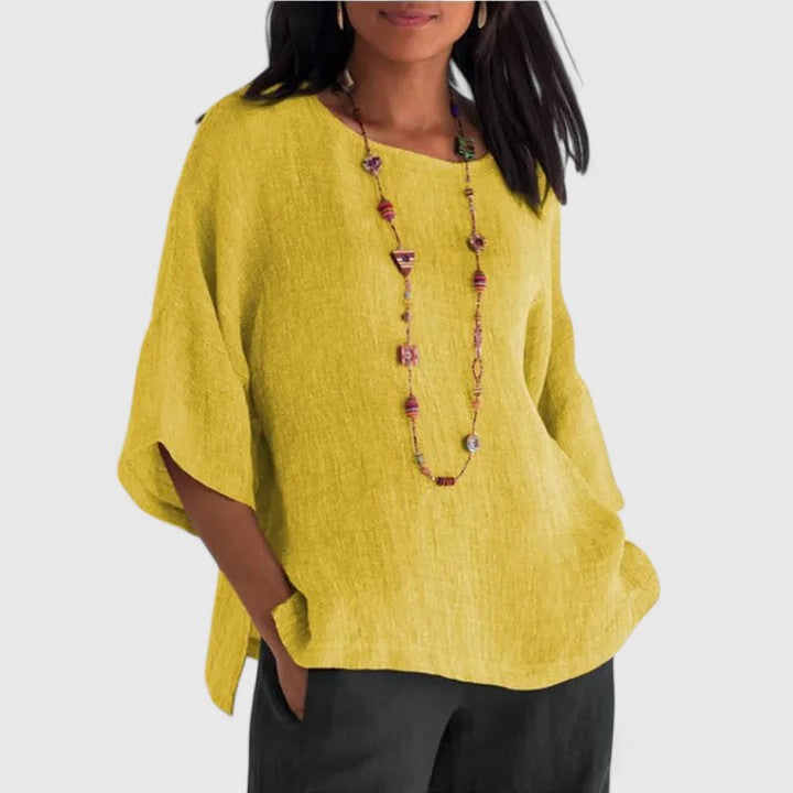 Leonie | Damen 3/4 Arm Bluse mit rundem Ausschnitt